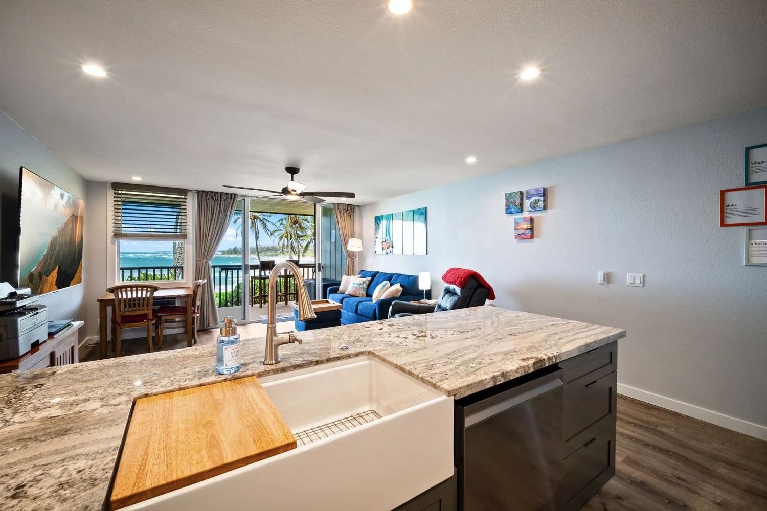 Kitchen island with ocean view