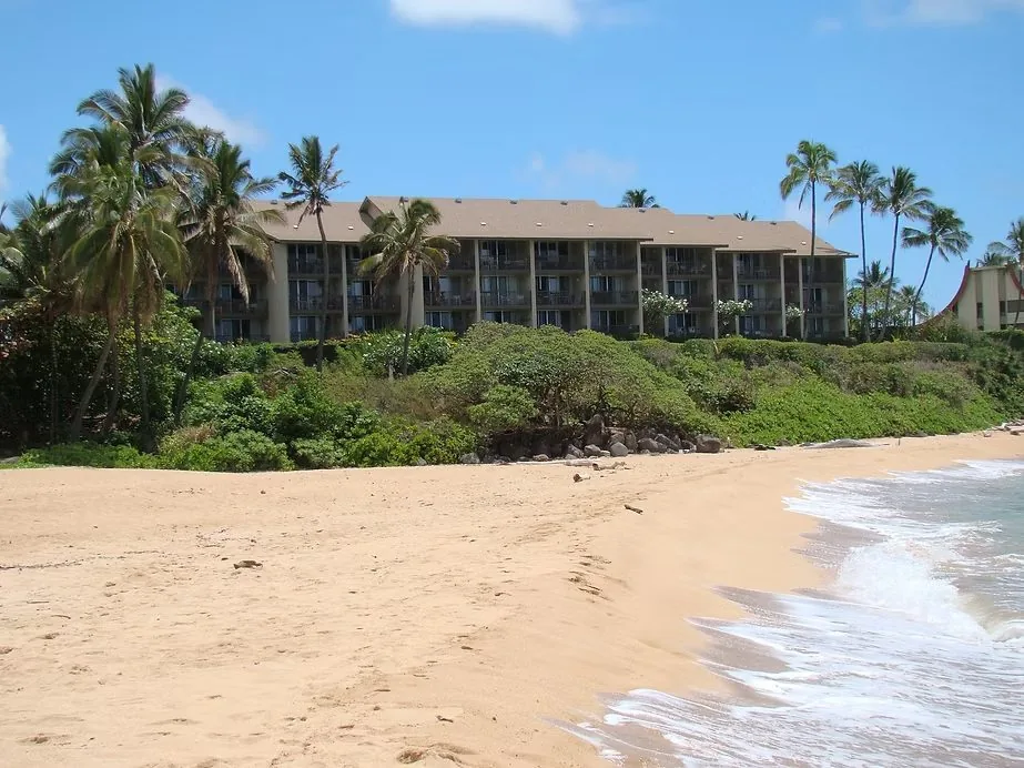 Wailua Bay View building seen from the beach